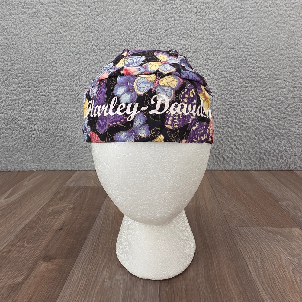 Harley-Davidson Women Black Butterfly Floral Print Tie Back Head Wrap Bandana